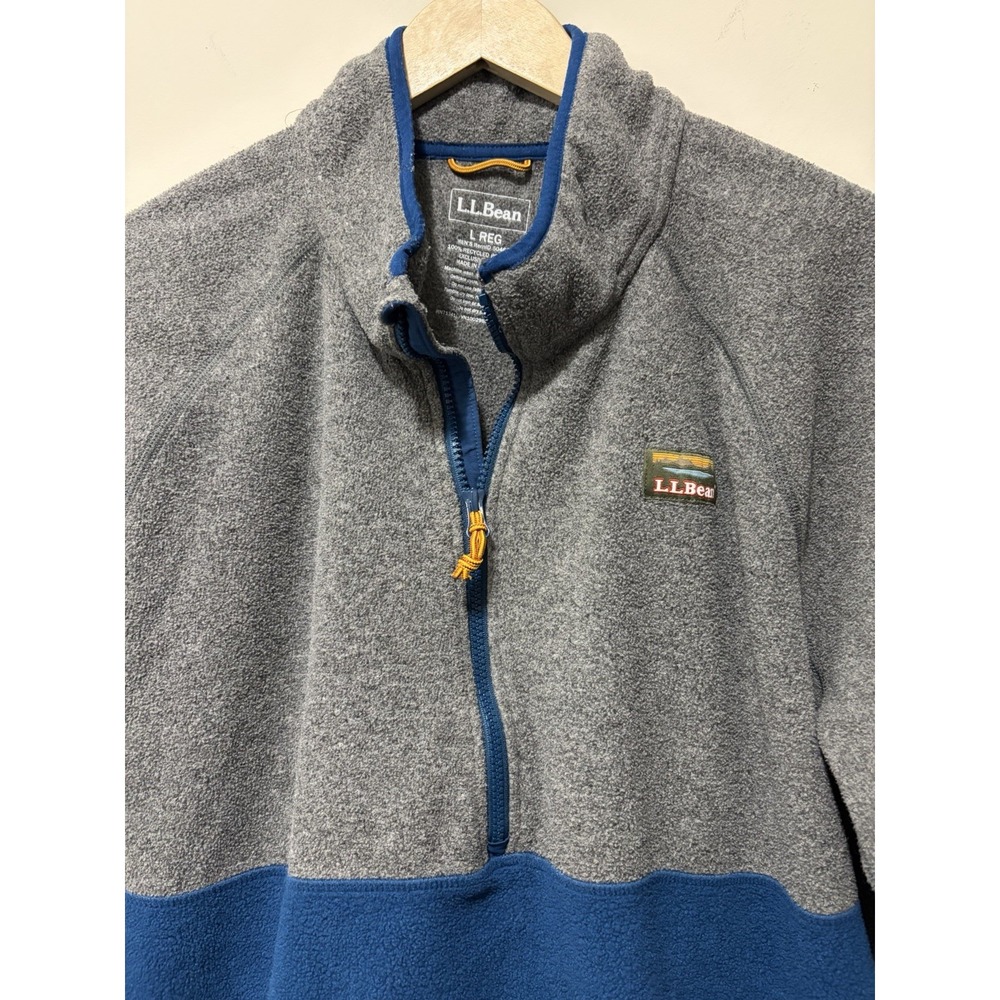 L.L.Bean Mountain Classic Fleece Quarter Zip Pullover Gray Blue Men’s Large - Picture 2 of 9